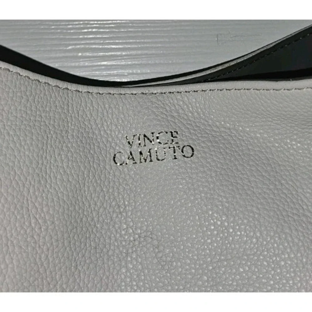 Vince Camuto VV-SIGNE-TO White Swan Pebbled Leather Hobo Handbag Braided Handle